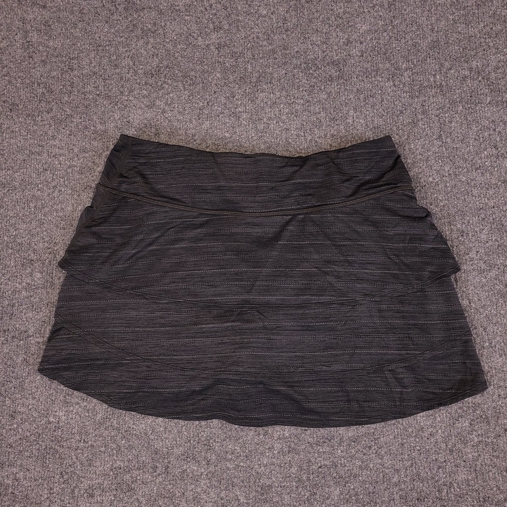 Athleta Women‎ Charcoal Gray L Tiered Ruffle Athletic Skort Skirt Lined Tennis